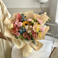 Papier d'emballage 3D gaufré Rose pour bouquets, matériaux floraux pour bouquets de fêtes, papier d'emballage pour fleurs, papier d'emballage coréen pour fleurs