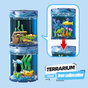 Onderzeese serie bouwsteenset met LED-licht Onderwaterwereldmodel DIY-montage Bouwsteen Aquarium Desktopornamenten - Product Image 4