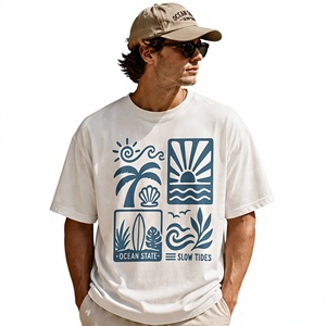 T-shirt imprimé de marque personnalisé décontracté à la mode pas cher prix col en O épaule tombante OEM coton Premium arrivée vente chaude - Product Image 1