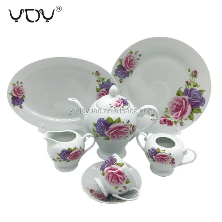 Ince çin porselen toptan fiyat çiçek tasarım arapça kahve çay seti 24 adet