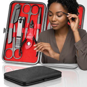 Kit de coupe-ongles en acier inoxydable noir de haute qualité, 18 pièces, ensemble de manucure et de pédicure avec étui portable et boîte, soins personnels - Product Image 4