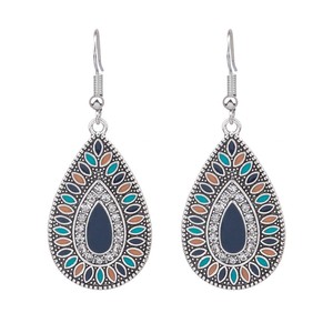 Boucles d'oreilles bohèmes goutte d'eau en alliage plaqué bronze antique avec serti clos, bijoux de fête pour femme - Product Image 5