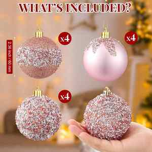 Luxury Glitter Pearl & Sequin Shatterproof 8cm <b>Christmas</b> Ball Ornaments for Xmas Tree - Product Image 4