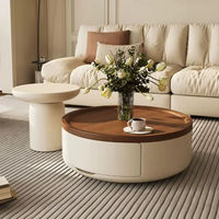 Table basse ronde minimaliste marron avec tiroir de rangement pour hôtel et maison