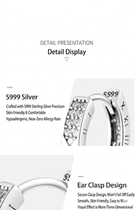 Glimmering Sleek <b>Hinged</b>‑Lock Ear Circles, Sturdy Sterling Silver Snap‑Closed <b>Hoop</b> Ear Adornments Inlaid With Continuous Pave‑Set - Product Image 3