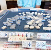 Jeu de tuiles de mahjong américain personnalisé, 160 pièces, élégant motif floral et d'animaux vintage, jeu de mahjong en acrylique 3 couches