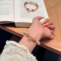 Bracelet classique en perles de pierre de lune naturelle orange et quartz rose, bijou en cristal de qualité supérieure, élégant cadeau de pierres précieuses aux vertus curatives