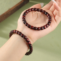 Bracelet jonc en perles de bois de santal sanguin, chaîne minimaliste bohème à superposer