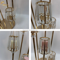 NIKA Nouveau design tendance, support en métal doré, 7 bras, lampe en cristal, porte-bougie pour centre de table de mariage