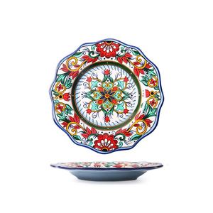 Hand-painted Dinner Plate Charger Plate Coffee <b>Mug</b> Bowl Bohemian Dinner <b>Set</b> Party Square Plate Dish Glazed Pattern Ceramic - Product Image 4