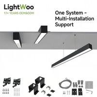 Luminaire suspendu linéaire LED Lightwoo en aluminium noir personnalisé, garantie 3 ans, pour salle de sport, CRI 90 élevé, dimmable