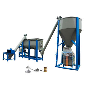 Ligne de production de mortier sec Mélangeur simple semi-automatique simple/double semaine + convoyeur à vis d'emballage avec faible investissement - Product Image 1