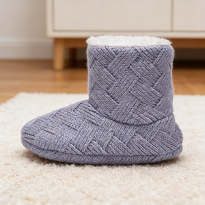 Chaussons d'intérieur chauds et épais en tricot solide, chaussures de sol antidérapantes, bottes - Product Image 4