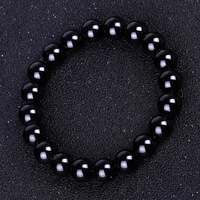 Vente en gros pierre naturelle de yoga de puissance de guérison 4/6/8/10/12/14/16mm bracelets en obsidienne noire perlée Feng Shui
