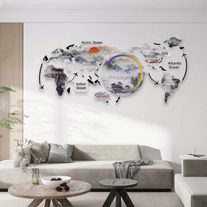 1 Bộ Đầy Màu Sắc Acrylic Đồng Hồ Treo Tường Bản Đồ Thế Giới Thiết Kế Im Lặng Đồng Hồ Cho Khách Trang Trí Nội Thất Nhà Bếp Văn Phòng Tường Nghệ Thuật Trang Trí - Product Image 3