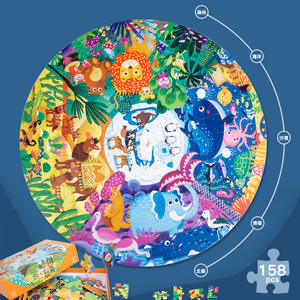 Puzzle rond en bois pour enfants, jouet de bricolage, en papier, pour éducation précoce, à thème, <span class=keywords><strong>transport</strong></span> <span class=keywords><strong>d</strong></span>'<span class=keywords><strong>animaux</strong></span>, jeu amusant - Product Image 4