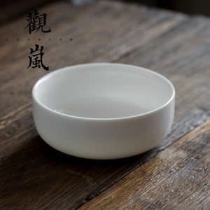 Dehua White Porcelain <b>Tea</b> Bowl Round Ceramic Kung Fu <b>Tea</b> <b>Set</b> Accessory Brush Washer Water Dropper - Product Image 2