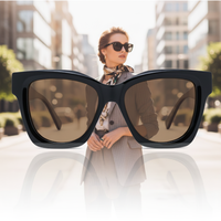 VISION PLUS Lunettes de soleil polarisées rétro UV400 unisexes en acétate noir de créateur, confortables, à monture complète, avec logo personnalisé