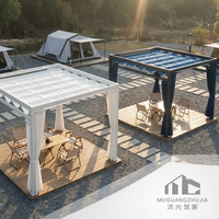 Pérgola Bioclimática Económica de Aluminio con Recubrimiento en Polvo, Techo Transpirable Ajustable e Impermeable, Puertas de Vidrio para Patios, Jardines y Cafés