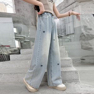 Jeans Retro con Lazo para Niñas de Buena Calidad, Diseño Nuevo Primavera-Verano 2026, Pantalones Anchos para Niños - Product Image 6