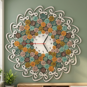 Horloge murale ronde bohème, motif géométrique abstrait, analogique, quartz, silencieuse, décoration de salon - Product Image 4