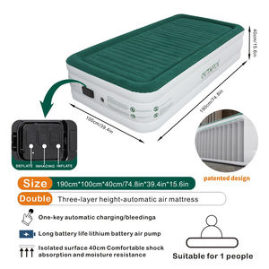 आउटफुन जुड़वां आकार के इंफ्लेटेबल एयर गद्दे अंतर्निहित पंप-फोल्डेबल टिकाऊ पर्यावरण के अनुकूल अनुकूल पर्यावरण अनुकूल (40 सेमी मोटी) - Product Image 2