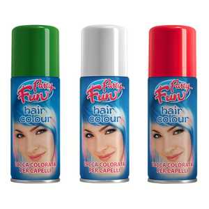 Spray colorant temporaire pour cheveux Party Fun 100ml Vert Blanc Rouge pour fêtes - Product Image 1