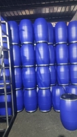 Fût en plastique bleu HDPE à ouverture supérieure de 220 litres (55 gallons) recyclable avec cerclage en fer