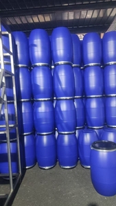 220 Litre HDPE Open Top Blue Plastic Barrel 55 Gallon Recyclable <b>Drum</b> with Iron Hoop - Product Image 3