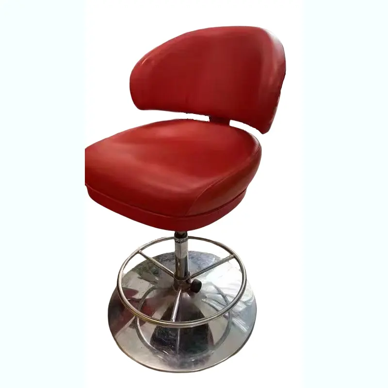 كرسي عصري مريح من الجلد بقاعدة كبيرة ومستقر ويمكن تعديل ارتفاعه بزاوية دوران 360 درجة مناسب لأثاث البار وكرسي الكازينو