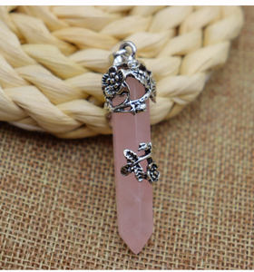 Kalung Kristal Kuarsa Mawar Alami Bestone, Liontin Batu Permata, Pendulum Ramalan, Perhiasan Kalung Wanita - Product Image 3