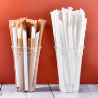 Emballage en papier blanc biodégradable, emballage individuel, paille de thé à bulles boba à froid jetable, pailles en PLA de qualité alimentaire