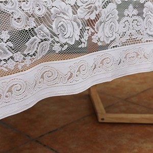 Lace <b>Tablecloth</b> European Retro Style Rectangular Home Dining Cover Beige Polyester Embroidered Pattern - Product Image 4