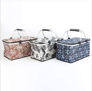 Panier pliable <span class=keywords><strong>en</strong></span> tissu polyester, panier pliable <span class=keywords><strong>en</strong></span> aluminium, panier isotherme pour pique-nique, panier de courses, sac de pique-nique - Product Image 3