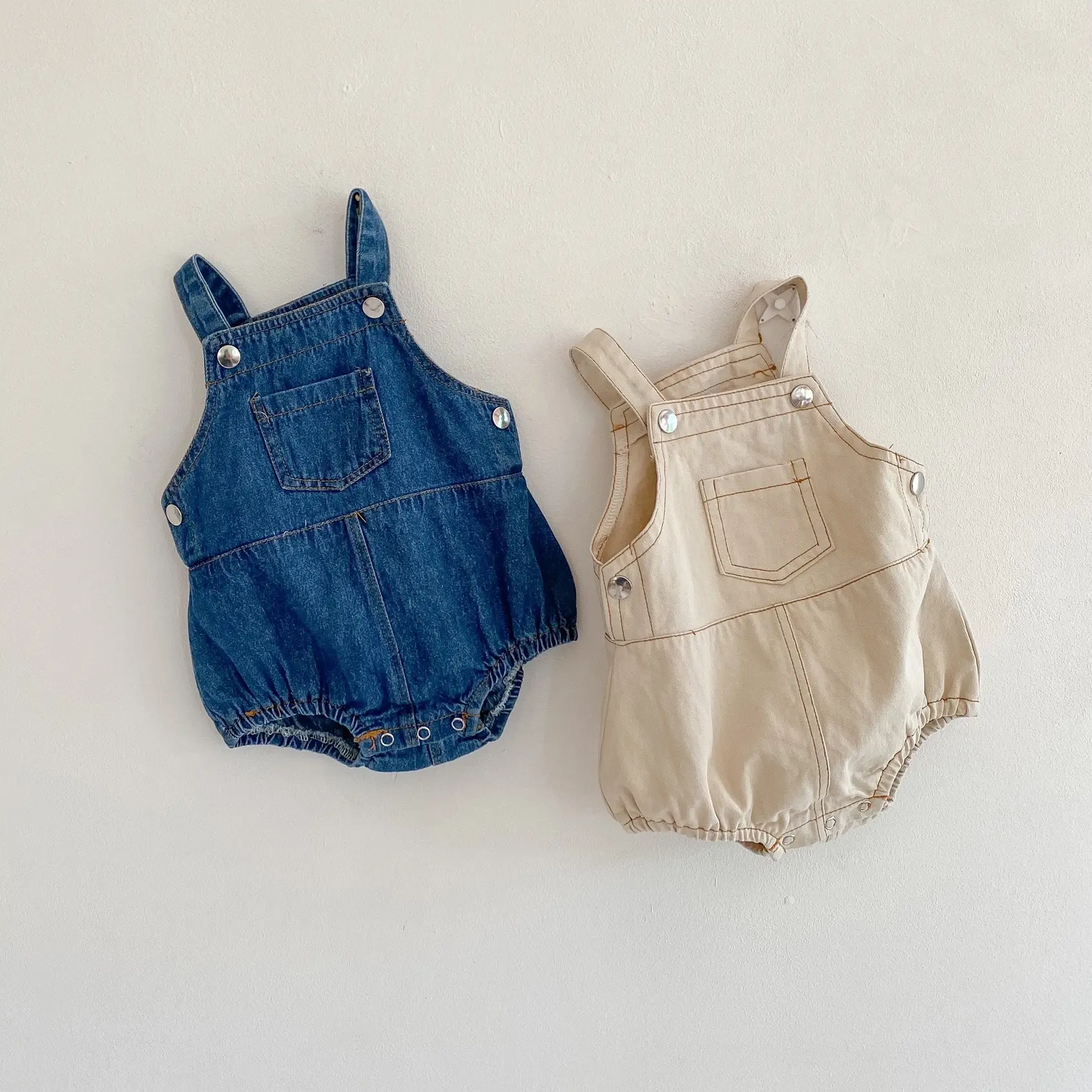 Sunny Jumpsuit Bayi, Gaun Denim Bayi Baru Lahir, Kartun Bayi Laki-laki dan Perempuan Musim Panas