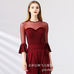 Ylf186 licou robe de danse latine adulte vêtements de danse latine robe de pratique d'été Rumba Samba <span class=keywords><strong>Salsa</strong></span> vêtements de danse - Product Image 5