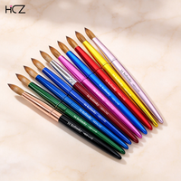 Pinceaux professionnels pour ongles en acrylique, 100% Kolinsky, ovales, à poils coupés, avec manche entièrement personnalisable en bois/métal/acrylique, fabriqués en usine.