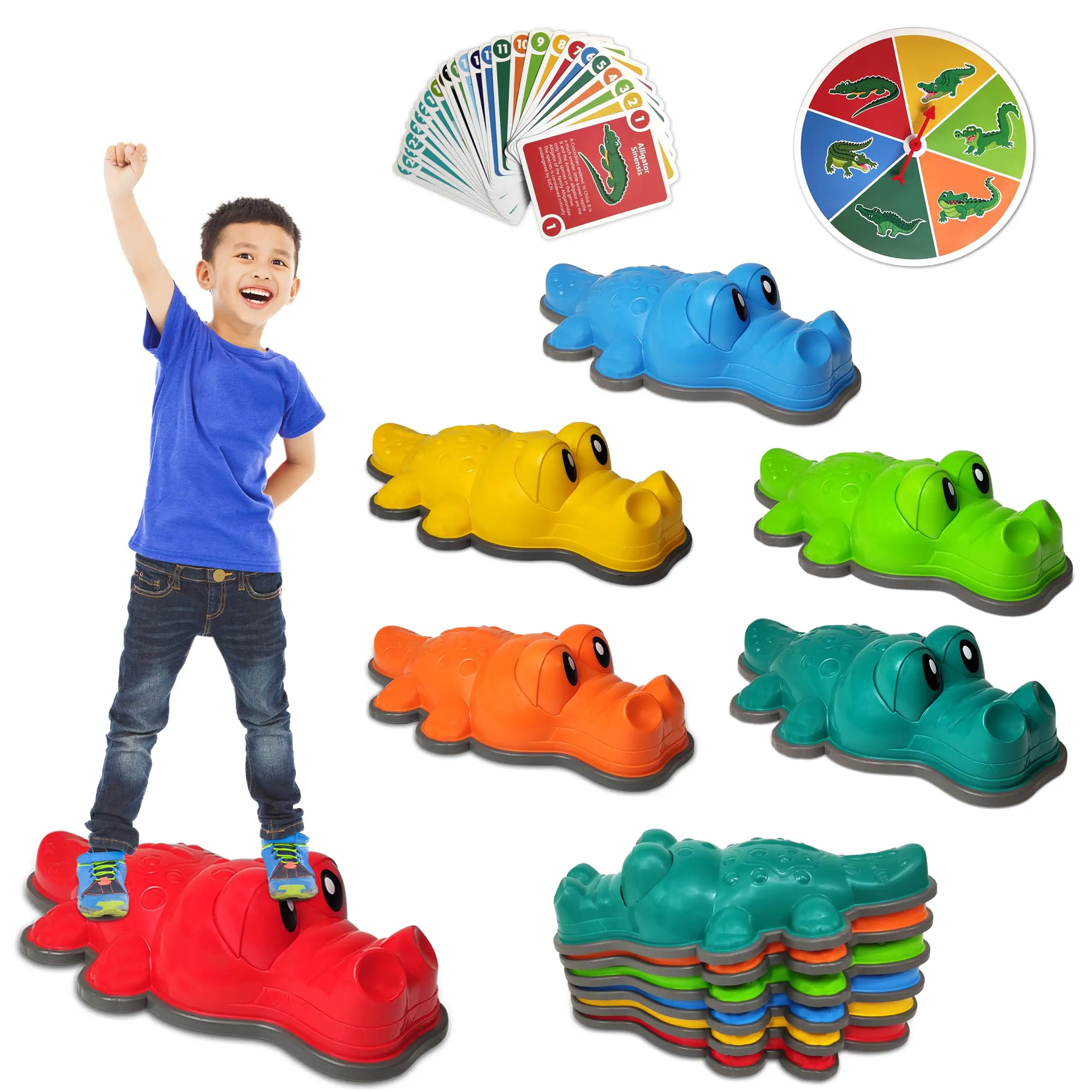 Kids Stepping Stones 6PCS Balance Stepping Stones with & Game Cards*26 Anti-skidding Stepping Stones for Kids