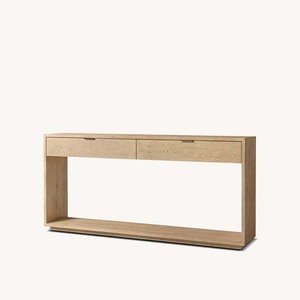 <span class=keywords><strong>Console</strong></span> scandinave haut de gamme en chêne <span class=keywords><strong>blanc</strong></span>, deux tiroirs, poignées en laiton, base flottante centrale ouverte pour entrée, personnalisable OEM/ODM - Product Image 3