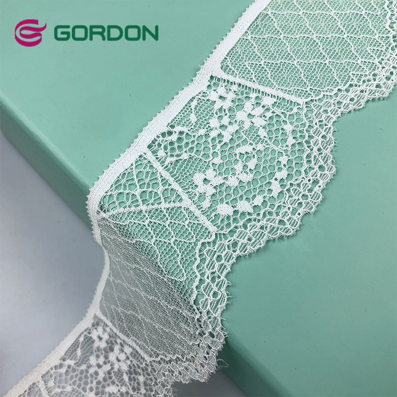 5,5 cm French Lace Trim Große weiße Stickerei Perlen Spitzen be sätze für Kleider