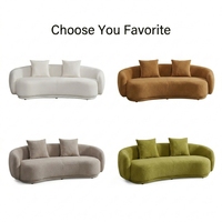Canapé modulaire Moon en velours italien bouclé, canapé incurvé de luxe pour salon, usage commercial ou domestique