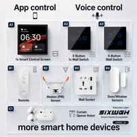 SIXWGH Kit Démarrage Maison Intelligente Zigbee 3.0 Gros Tuya Smart Life Écran de Contrôle Central Interrupteur Capteur Solution