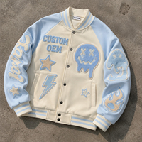 Blouson de baseball varsity pour homme, coupe oversize, épaules raglan, en tissu chenille 320 GSM, brodé, style streetwear, personnalisable OEM