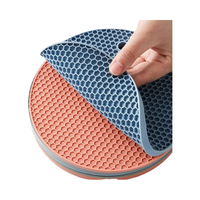 Tapis de table moderne en silicone rond de 17 cm, isolant, nid d'abeilles, pour table à manger