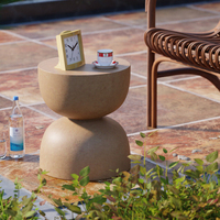 Wabi Sabi Zement-Beistelltisch Rund, Sofa-Möbelset, Akzent-Beistelltisch für Draußen, Nordischer Luxus Moderner Couchtisch für Wohnzimmer