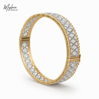Bague Articulée Mylove en Laiton Plaqué Or Bicolore avec Micro-Pavé de Zircons Blancs CZ, Style Luxe pour Femme