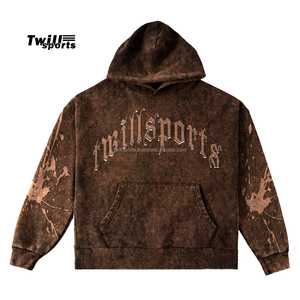 100% algodón transpirable hombres ácido lavado Sudadera con capucha de alta calidad personalizado serigrafía cuello con capucha patrón sólido personalizable - Product Image 3