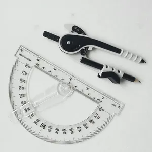 Drawing Compass And Protractor Set 6 Inch Clear Swing 180 Degree Math Protractor