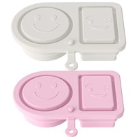 Boîte à lunch en silicone moderne rectangulaire portable à double compartiment, couvercle divisé pliable, chauffable, écologique, pour aliments