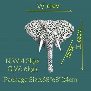 <span class=keywords><strong>Scultura</strong></span> <span class=keywords><strong>da</strong></span> Parete Moderna in Stile Retrò a Forma di Testa di Elefante, in Ferro Intagliato e Inciso, per Decorazione Domestica - Product Image 2